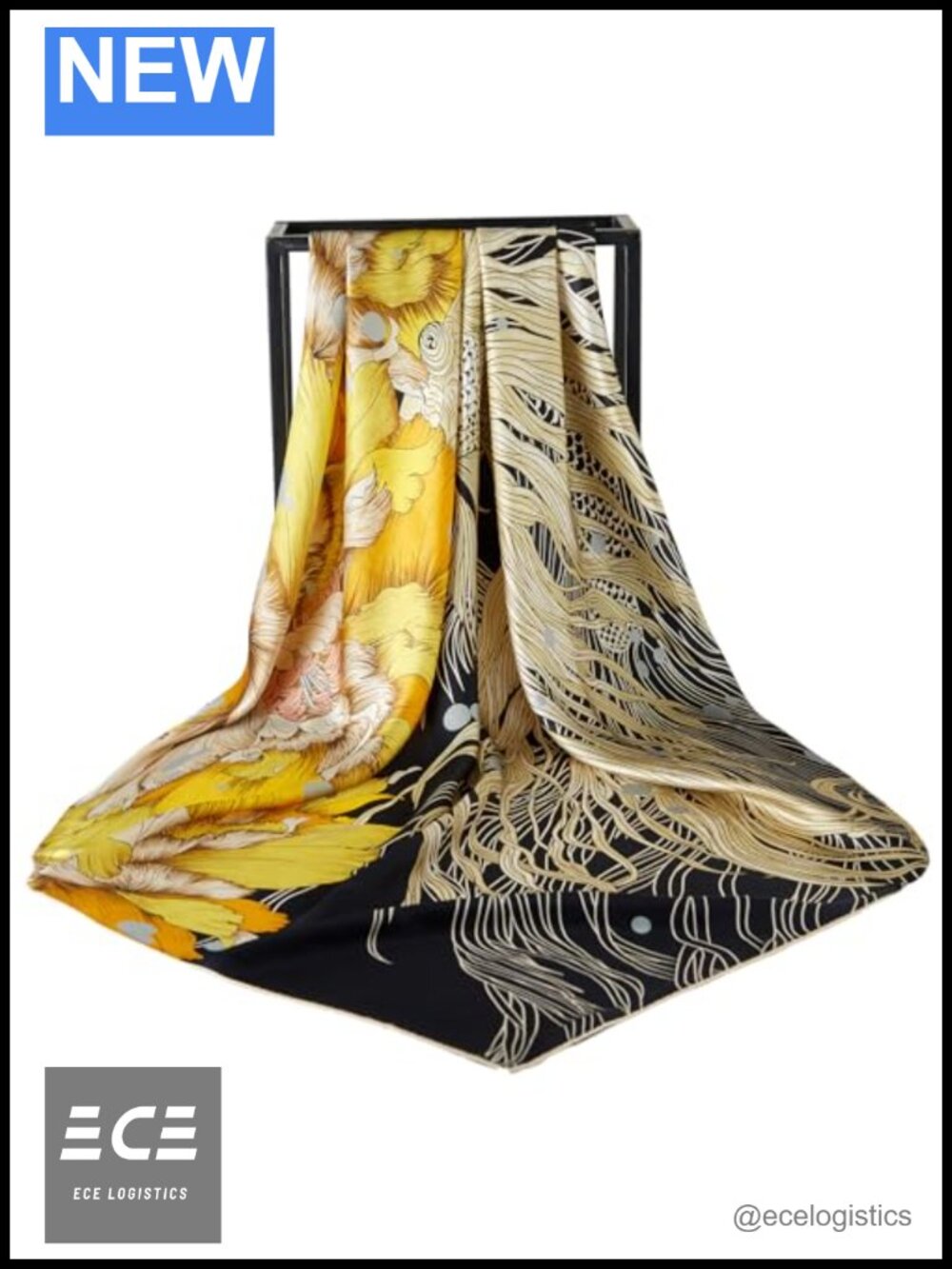 100% Mulberry Silk Large Square Scarf 43" Head Wrap Hair Wrapping Bandana